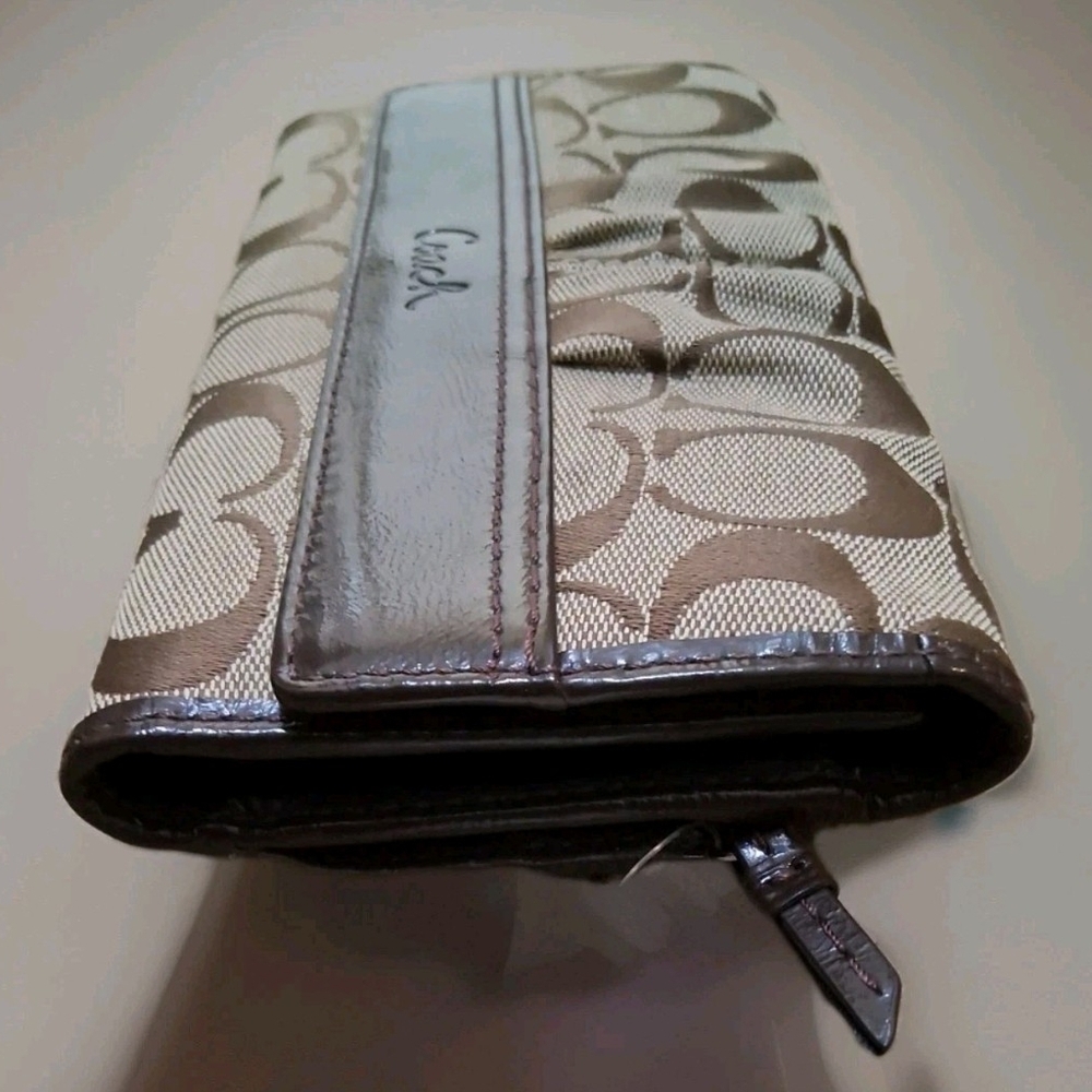 Vintage Coach Soho Pleated Signature Checkbook Wallet Canvas F42819 - Picture 4 of 11